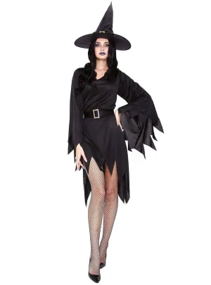 Superstitious Womens Black Witch Halloween Costume
