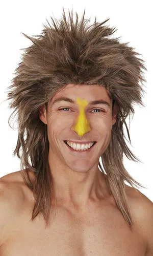 Surfer Mullet Dirty Brown Mens Costume Wig