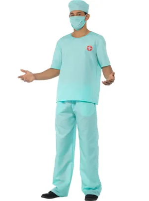 Surgical Scrubs Mens Blue Doctor Costume