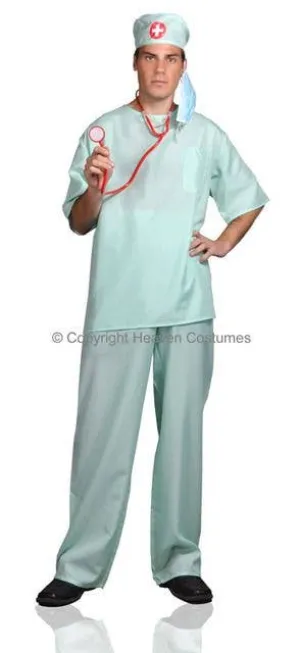 Surgical Scrubs Mens Surgeon Fancy Dress Costume