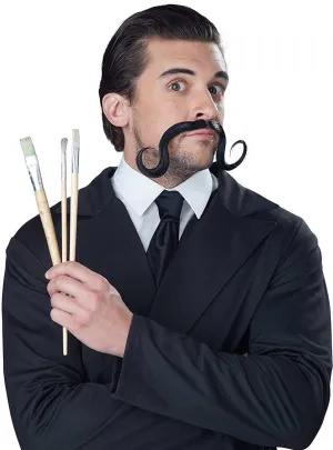 Surreal Stache Mens Curled Black Costume Moustache