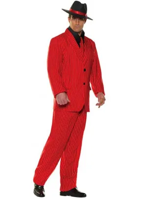 Swanky Mens 1920s Red Pinstripe Gangster Costume Suit