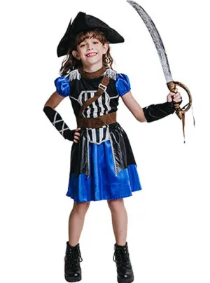 Swashbuckling Blue Pirate Girls Dress Up Costume