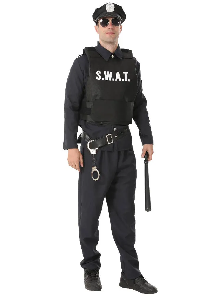 SWAT Officer Mens Padded Black Costume Vest