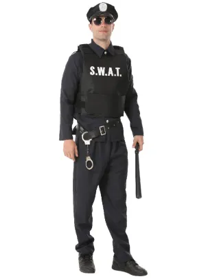 SWAT Officer Mens Padded Black Costume Vest