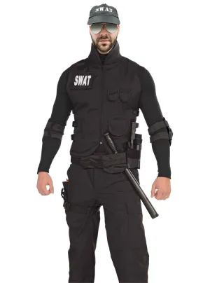 SWAT Police Mens Fancy Dress Costume Vest