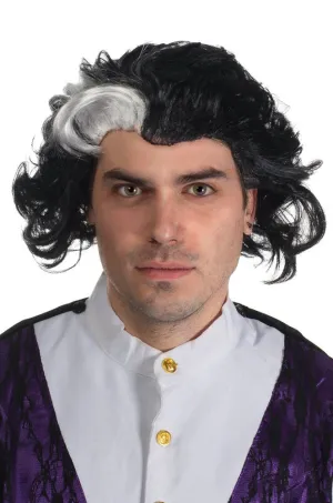 Sweeney Todd Mens Black and White Halloween Wig