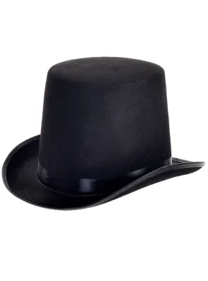 Tall Black Feltex Stovepipe Top Hat Costume Accessory