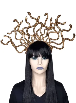 Tall Gold Snake Medusa Costume Headband