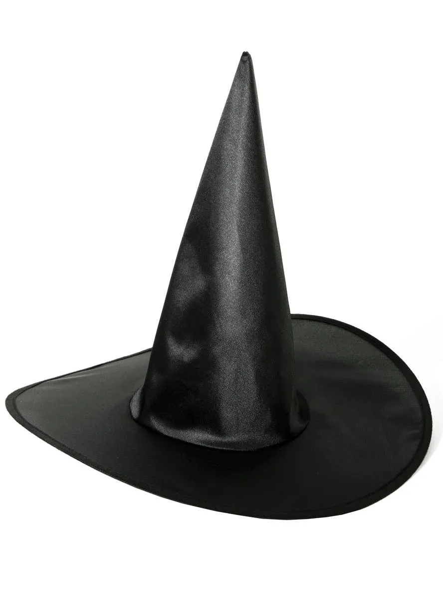 Tall Pointed Black Satin Witch Halloween Costume Hat