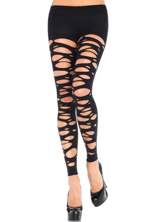 Tattered Black Footless Halloween Tights