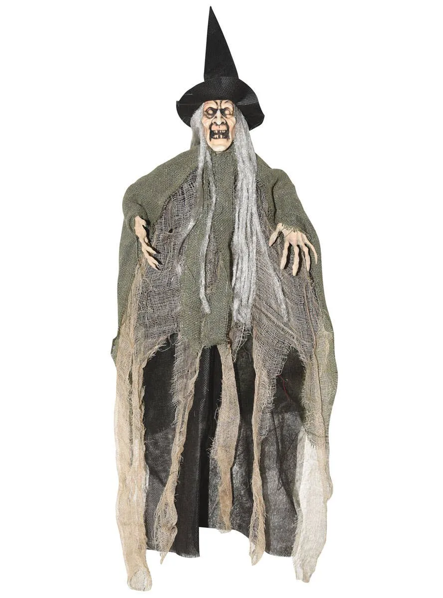 Tattered Green Mini Hanging Witch Halloween Decoration