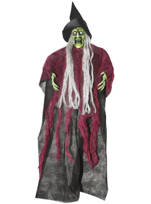 Tattered Red and Black Mini Hanging Witch Halloween Decoration