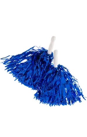 Team Spirit Blue Metallic Cheerleader Pom Poms