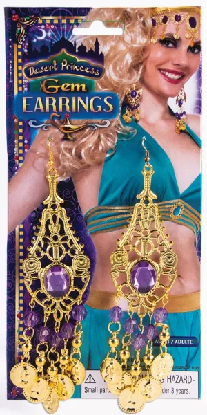 Teardrop Gold Dangling Earrings Belly Dancing Costume Jewellery