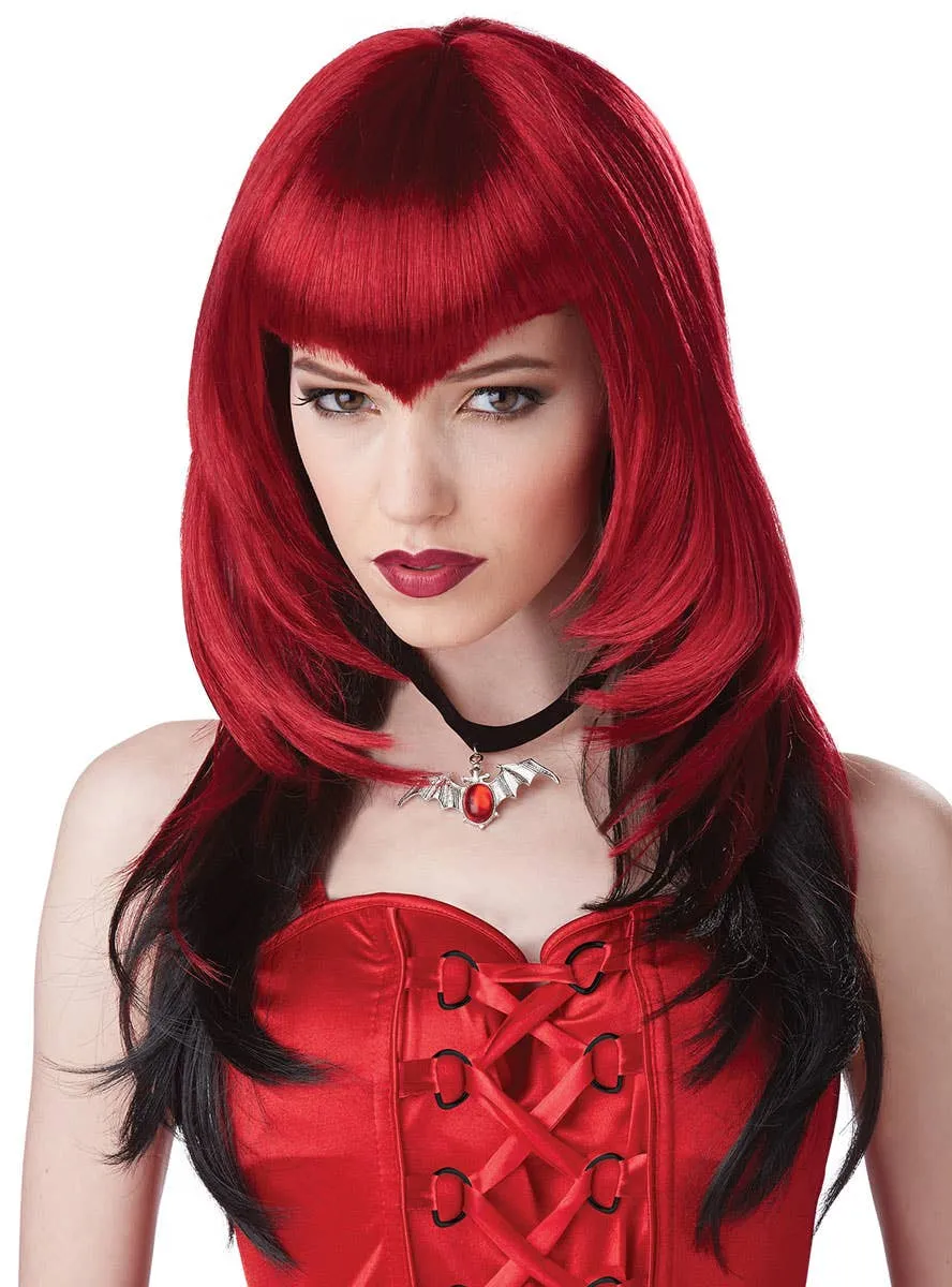 Temptress Womens Black and Red Halloween Wig