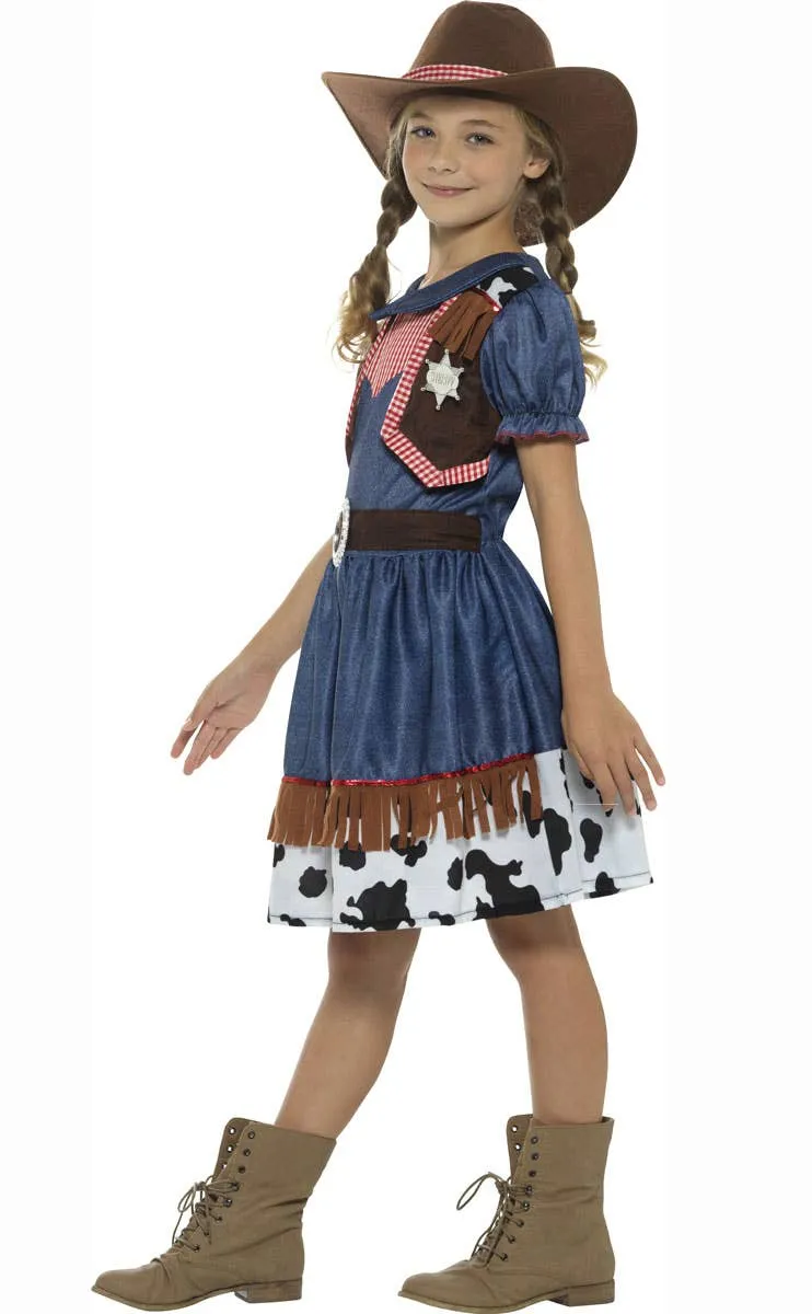 Texan Cowgirl Kids Wild West Dress Up Costume