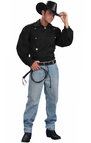 Texan Mens Black Wild West Costume Shirt