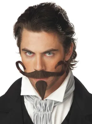 The Gambler Brown Curled Moustache and Goatee