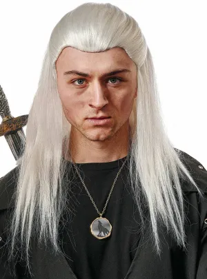 The Witcher Mens Long Grey Costume Wig