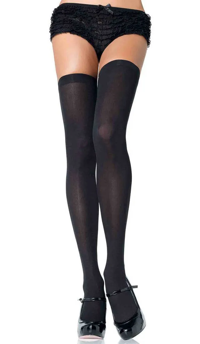Thigh High Opaque Stockings in Black