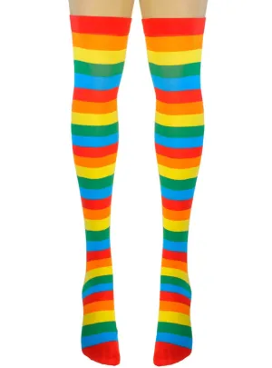 Thigh High Rainbow Striped Womens Costume Stockings