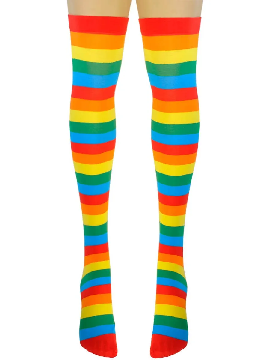 Thigh High Rainbow Striped Womens Costume Stockings
