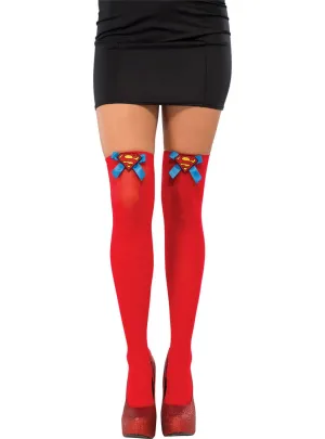 Thigh High Red Supergirl Womens Costume Stockings