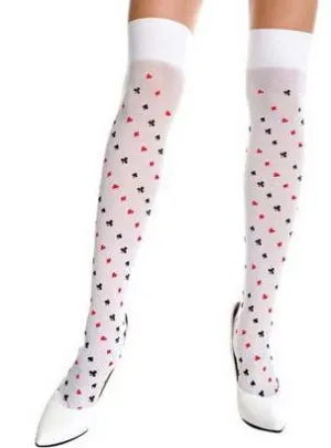 Thigh High Womens Opaque Playing Card Suit Stockings