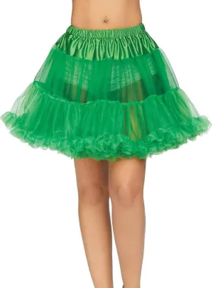 Thigh Length Ruffled Green Womens Petticoat