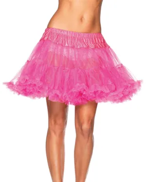 Thigh Length Ruffled Hot Pink Womens Petticoat