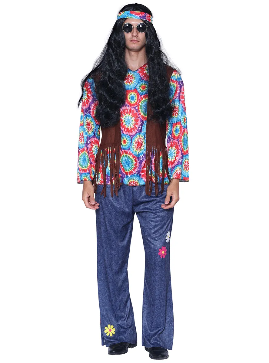 Tie Dye Hippie Mens 1970s Costume