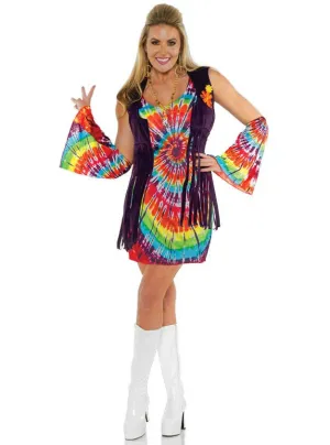 Tie Dye Revolution Hippie Womens 70s Costume
