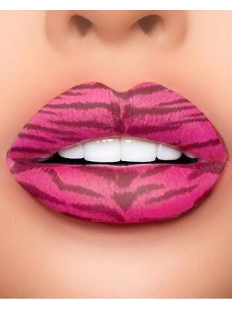 Tigress Pink and Black Temporary Lip Tattoo Costume Makeup