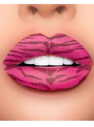 Tigress Pink and Black Temporary Lip Tattoo Costume Makeup