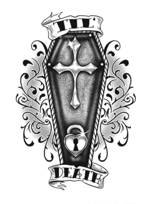 Til' Death Coffin Temporary Tattoo Costume Accessory