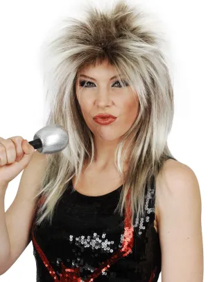 Tina Turner Inspired Womens 80s Blonde Mullet Costume Wig