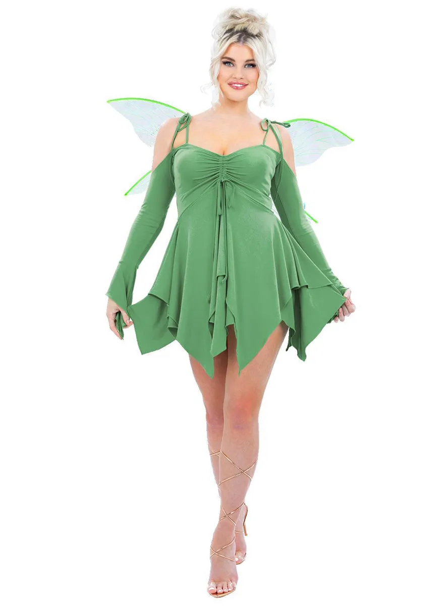 Tinkerbell Pixie Sexy Womens Green Fairy Costume