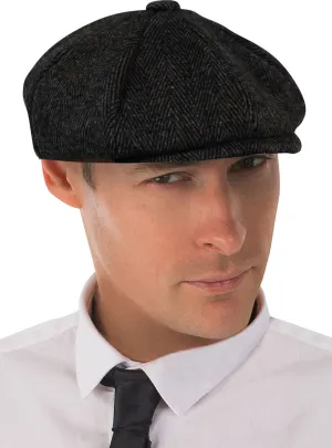 Tommy Gangster Mens Grey 1920s Flat Cap