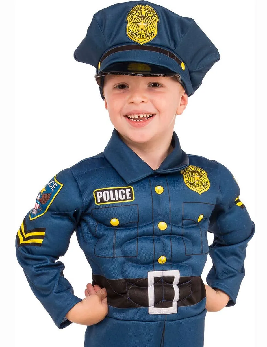 Top Cop Boys Muscle Chest Fancy Dress Costume