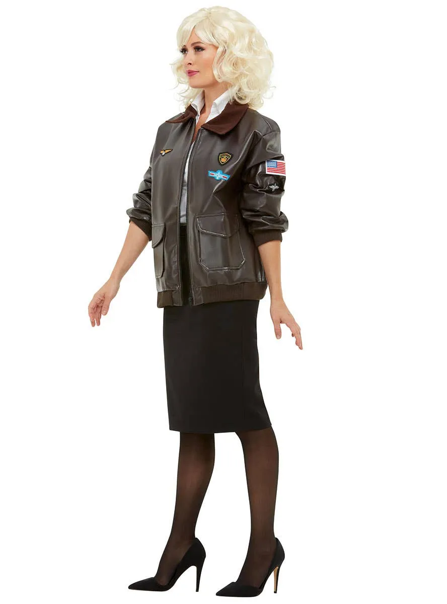 Top Gun Brown Vinyl Womens Jacket Costume