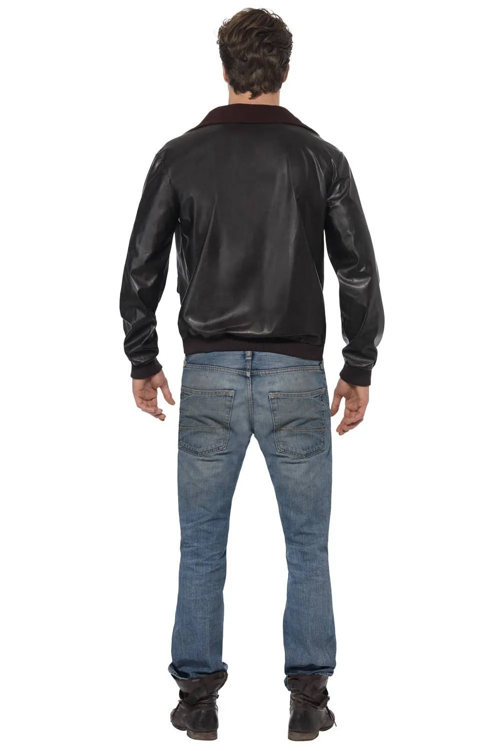 Top Gun Mens Brown Vinyl Jacket Costume