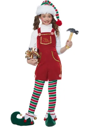 Toymaker Elf Girls Red Christmas Costume