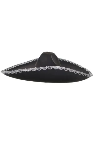 Traditional Mexican Black and Silver Sombrero Hat