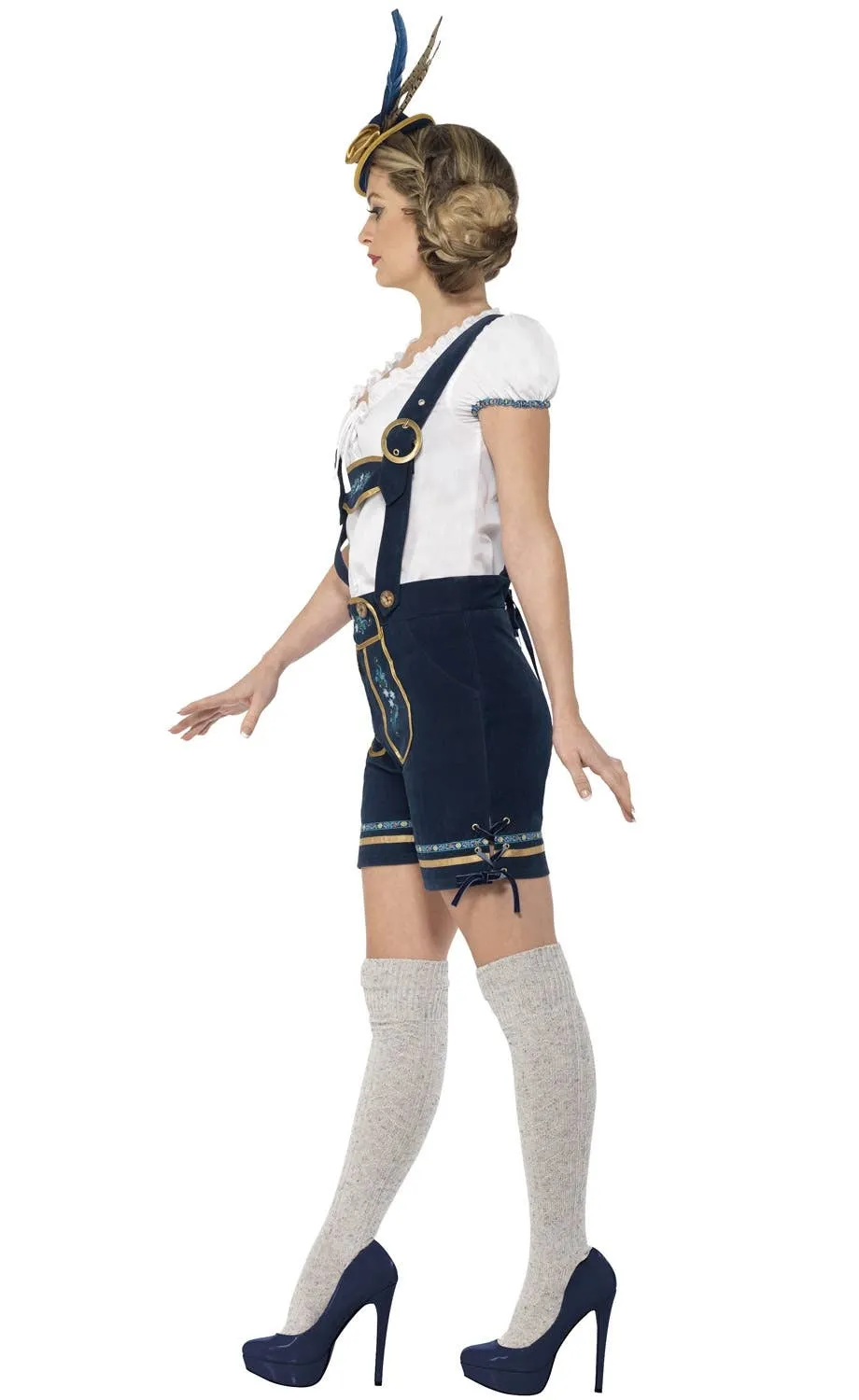 Traditional Womens Blue Bavarian Lederhosen Oktoberfest Costume