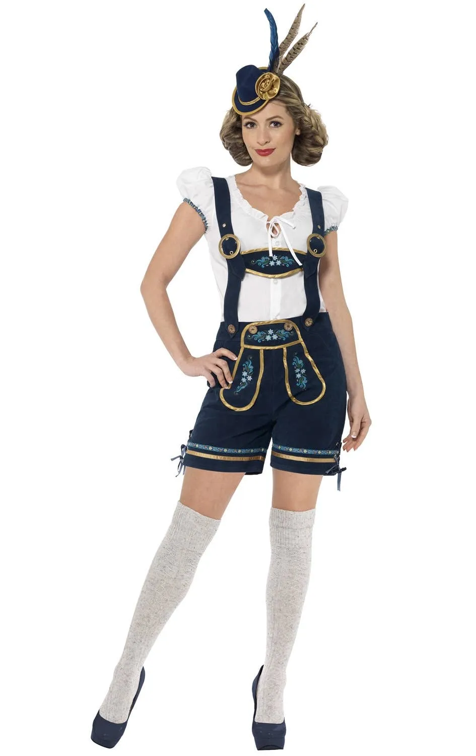 Traditional Womens Blue Bavarian Lederhosen Oktoberfest Costume