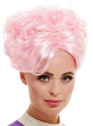 Trapeze Artist Pink Curly Updo Costume Wig