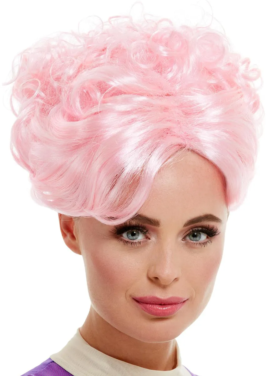Trapeze Artist Pink Curly Updo Costume Wig