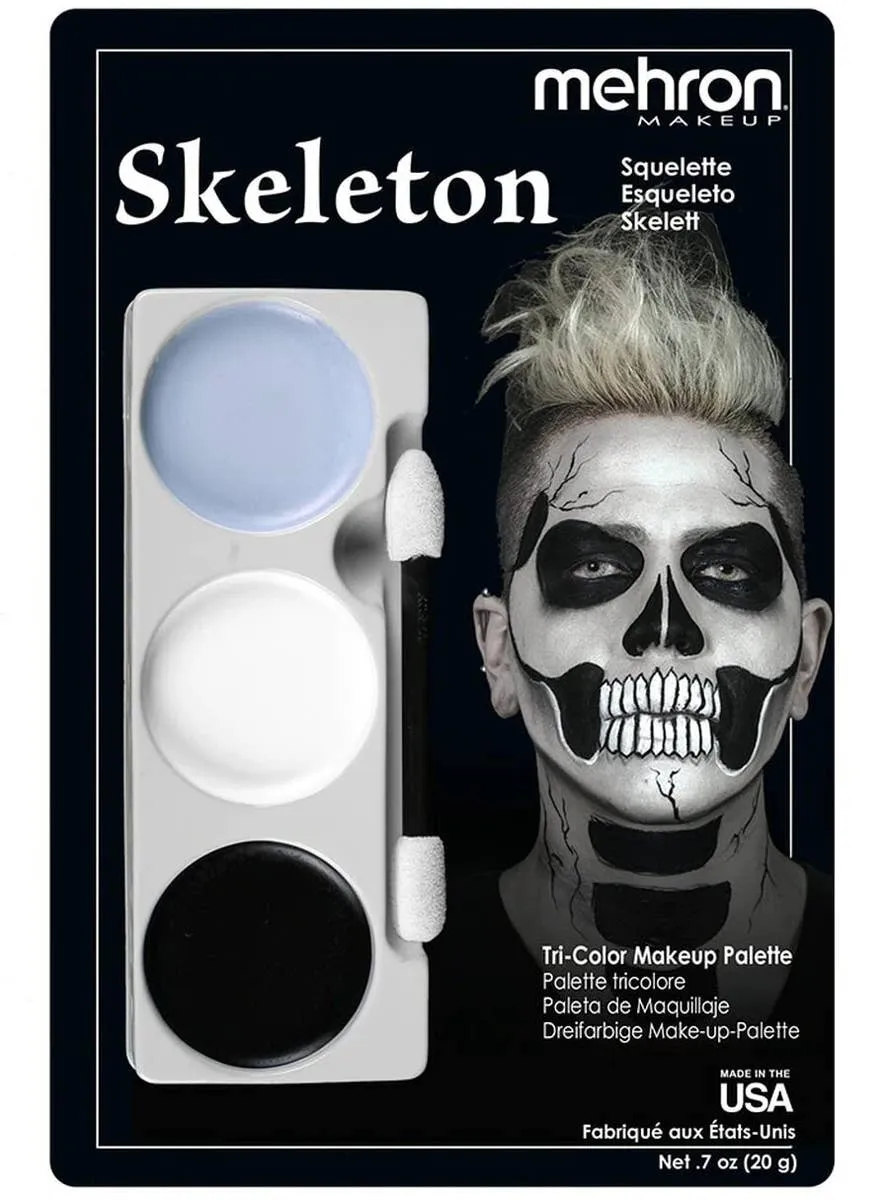Tri-Colour Skeleton Halloween Makeup Palette