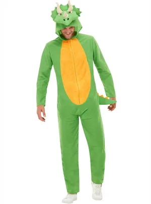 Triceratops Green Dinosaur Mens Onesie Costume